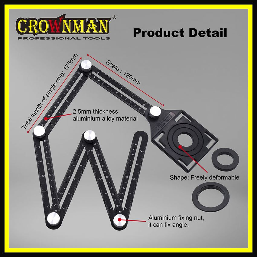 Regla plegable multifuncional hexagonal con localizador de azulejos-2